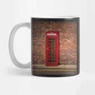 British Phone Box Against Red Brick Wall Mug